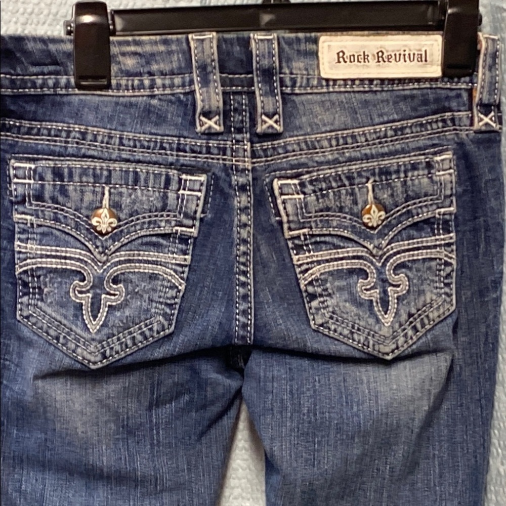 Rock Revival Alivia size 27 Straight Indigo Jeans stretch‎ bling comfy casual
